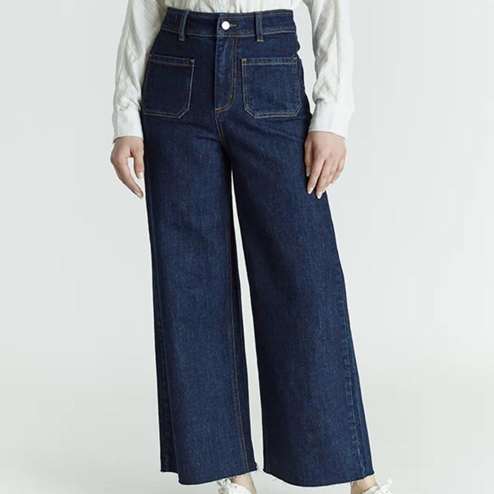 Oat NY Dark-wash, High-waisted Wide-Leg Jeans